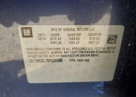 2014 Chevrolet Malibu Ltz z USA, uszkodzony, nr VIN 1G11H5SL7EF226986